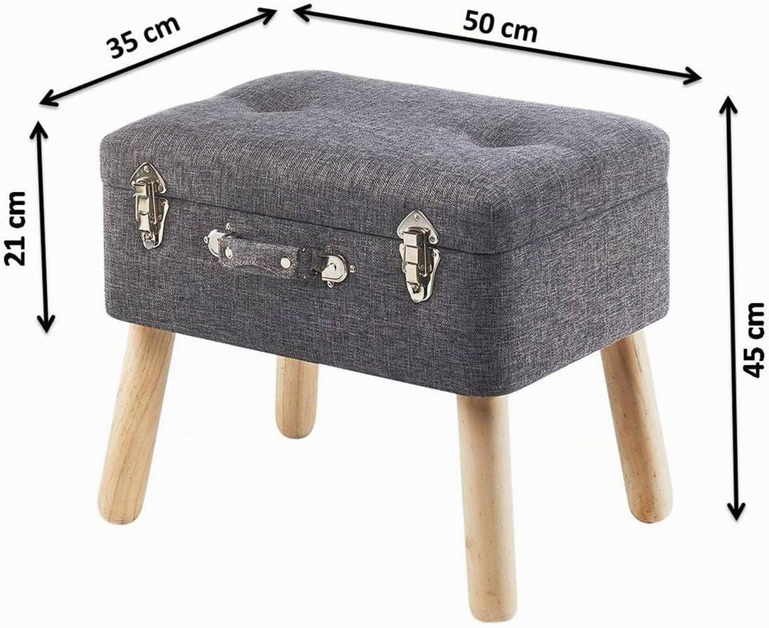 Kobolo Kofferhocker Hocker Polsterhocker aus Textil - Hell Grau - 50x35x45 cm