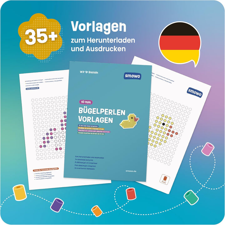 Smowo® Grosse 10mm Bügelperlen 2000 Stück für Kinder ab 3 Jahren - 6 Pastell Farben XL Steckperlen -