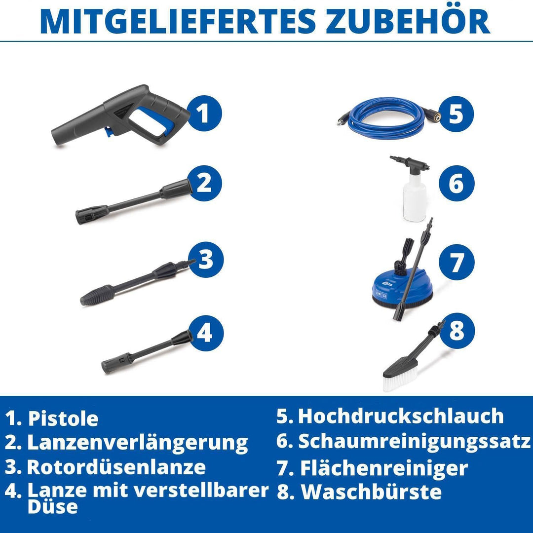 AR Blue Clean Hochdruckreiniger e-1600P mit Patio Cleaner und Feste Bürste (1600 W, 125 bar, 420 l/h