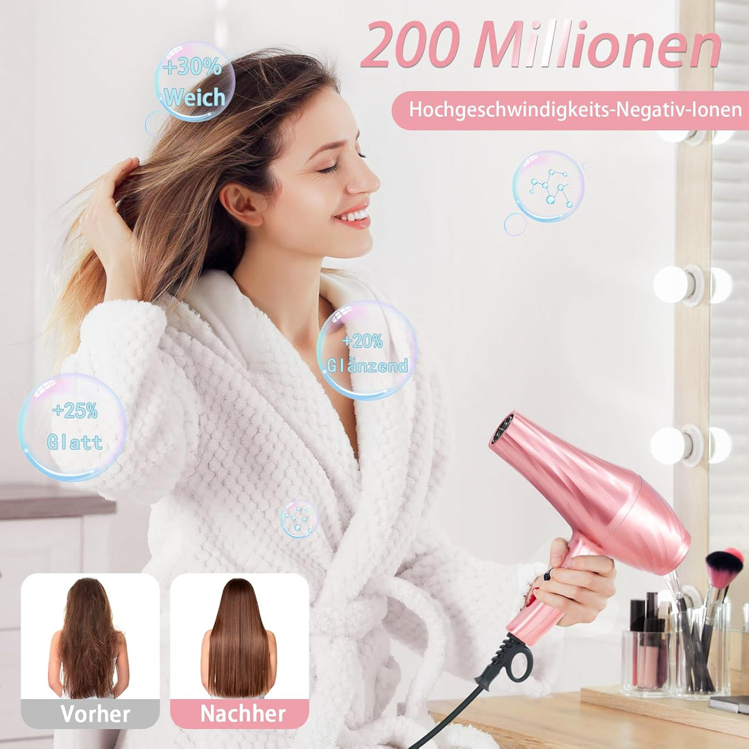 Jooayou Profi Fön Ionen Haartrockner 3000W Föhn mit Diffusor (3 Hitze-und 2 Geschwindigkeiten + Kühl