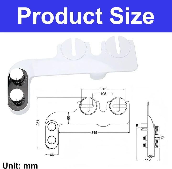 Bidet Aufsatz für Toilette, Bidet-Toilettenaufsatz, Einhand-Duscharmatur mit Zwei Strahldüsen, Einst
