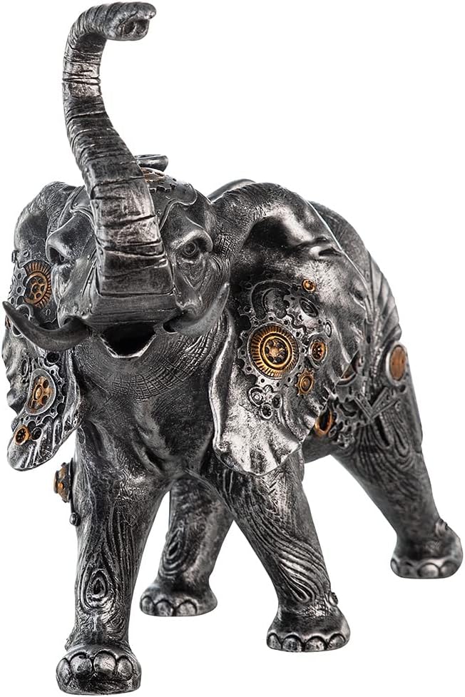 Casablanca modernes Design GILDE Skulptur Steampunk Elephant Kunstharz silberfarben 37041 - Höhe 23