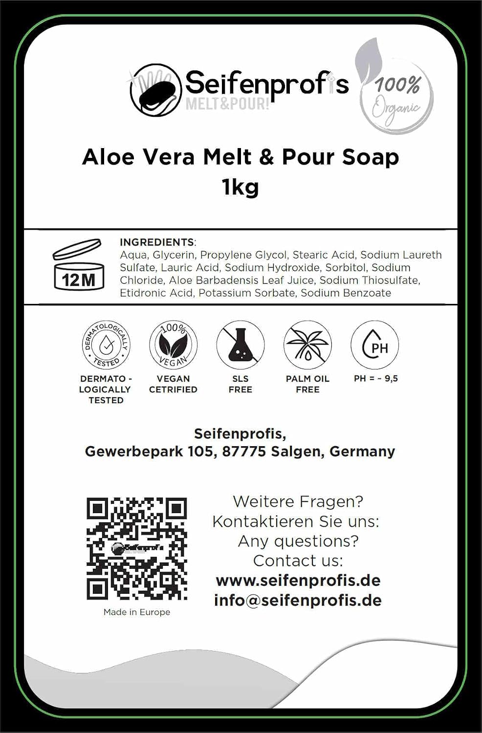 Seifenprofis - Aloe Vera Seife- Glycerinseife Rohseife Seifenbasis (3kg SLS+SCS-Frei) 100% Vegan zum
