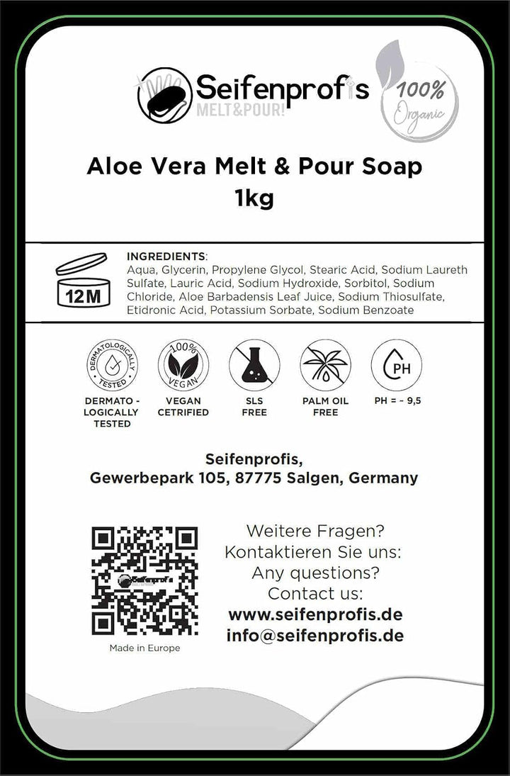 Seifenprofis - Aloe Vera Seife- Glycerinseife Rohseife Seifenbasis (3kg SLS+SCS-Frei) 100% Vegan zum
