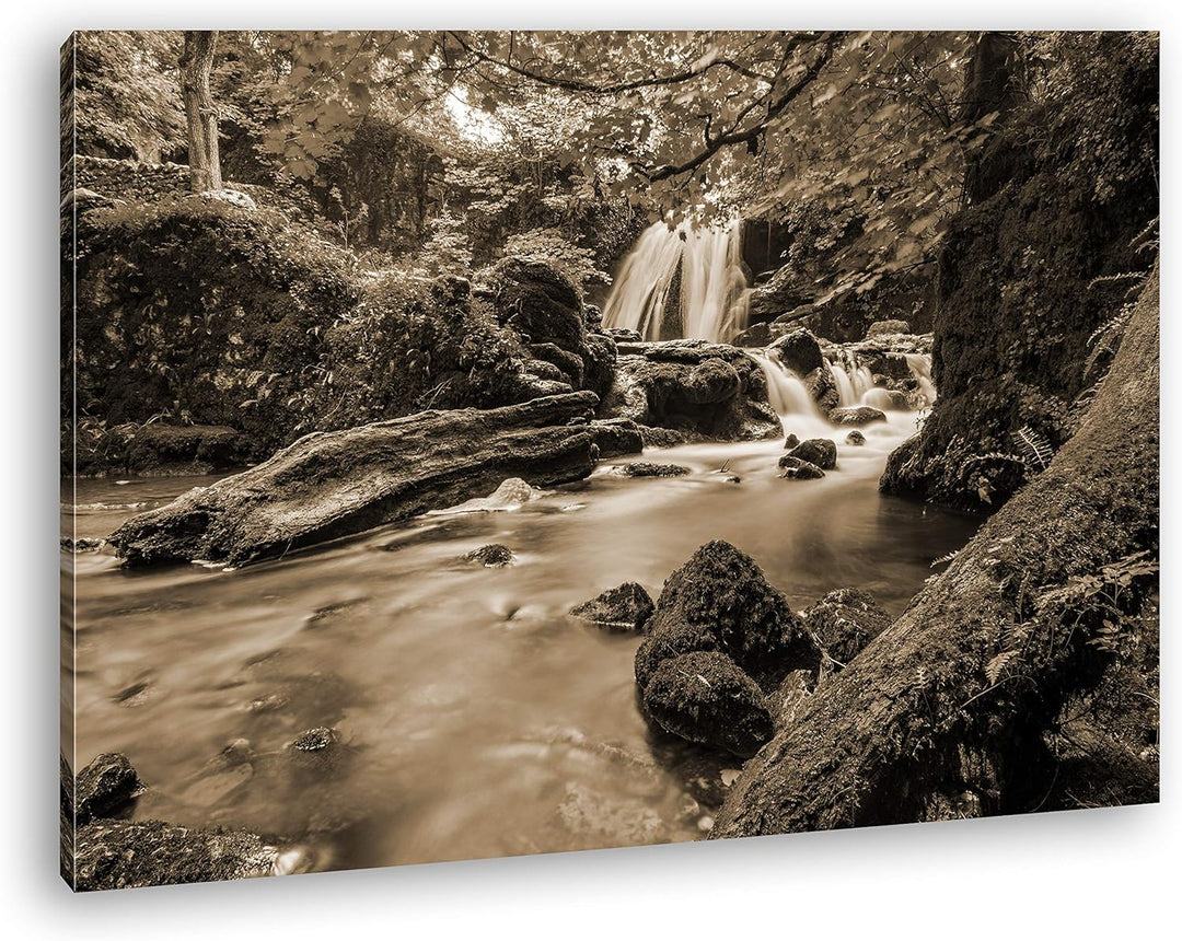 deyoli Flusslauf im Dschungel Format: 60x40 Effekt: Sepia als Leinwand, Motiv fertig gerahmt auf Ech
