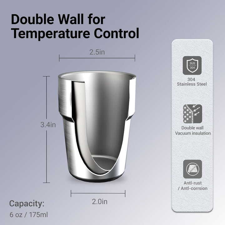 Cocktail Shaker Set mit Stapelbaren Bechern 900ml Premium Edelstahl Frostsicherer Doppelwand-Barkeep
