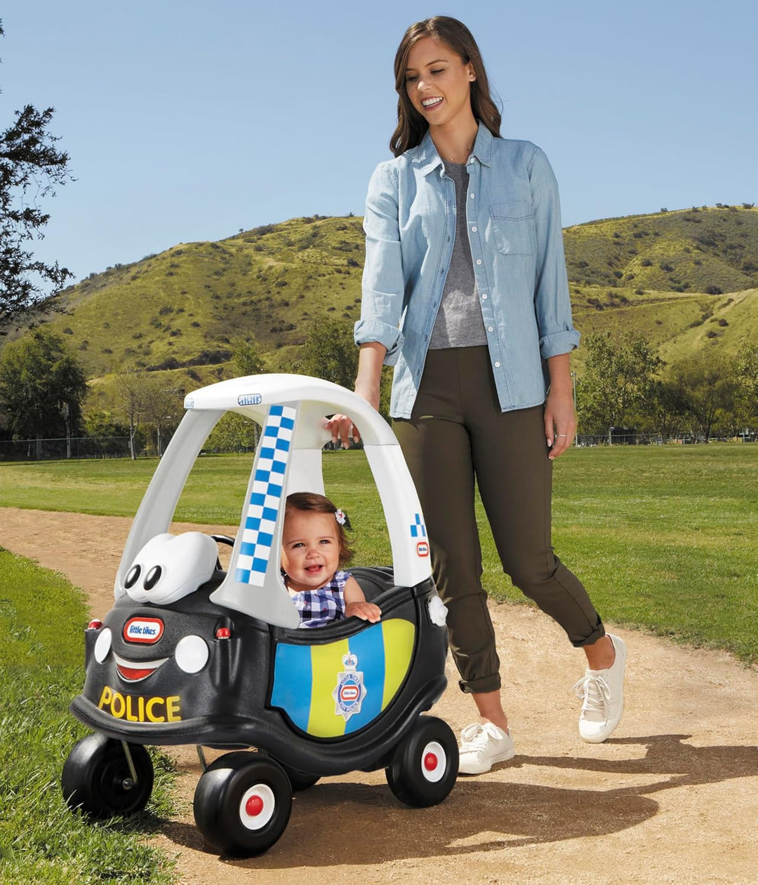 Little Tikes Polizei Cozy Coupé - Rutschfahrzeug mit Echter Hupe, Klickendem Zündschalter & Tankdeck