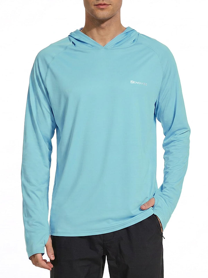 HUAKANG Herren Langarm Rashguard Kapuzenpullover UPF50+ Shirt Rashguard Angelbekleidung UV Sonnensch
