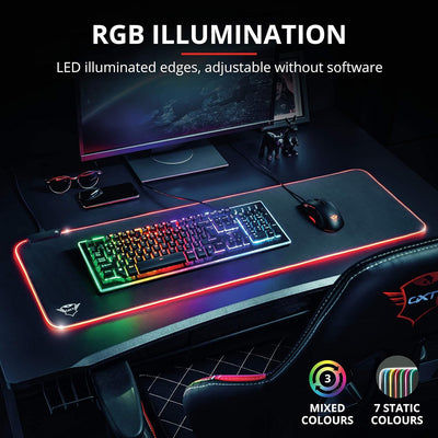 Trust Gaming GXT 764 Glide-Flex RGB Mauspad XXL, 930x300 mm, Gaming Mousepad mit LED Beleuchtung, ru