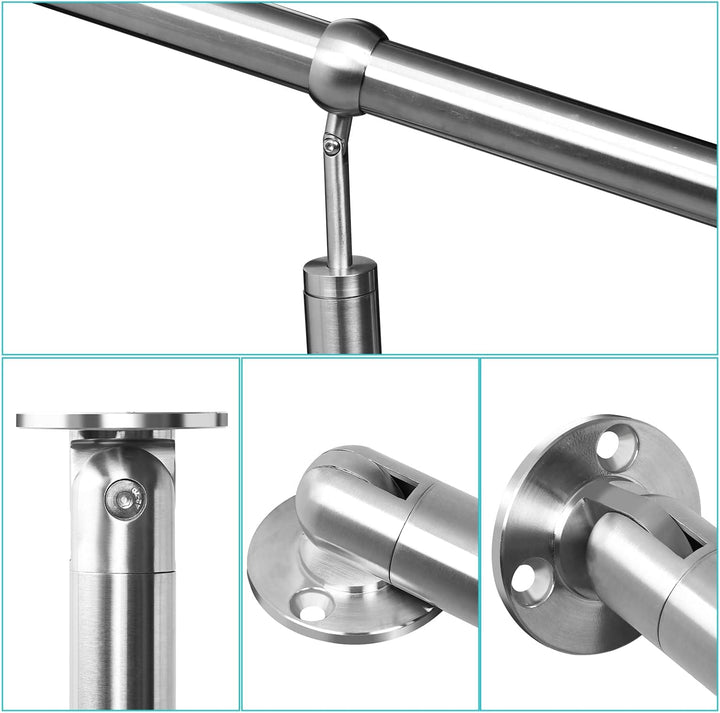 Gimisgu Eingangsgeländer Edelstahl Handlauf, 100cm Geländer Seitliche Montage Winkel Einstellbar Wan