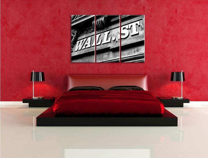 Pixxprint Wall Street in New York/Format: 3-Teiler (120x80cm) cm/Leinwandbild fertig bespannt Wandbi