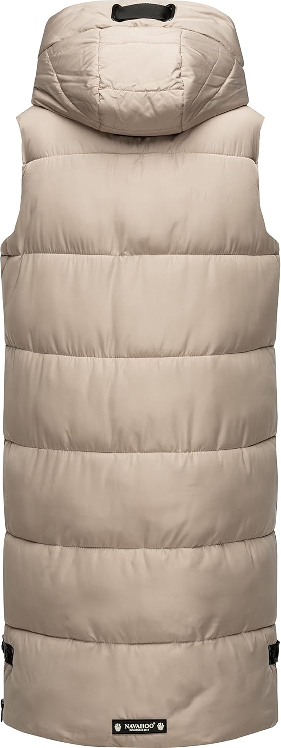 Navahoo Damen ärmellose Lange Outdoorweste warme Winterjacke Schnuffelchen XS-3XL S Taupe, S Taupe