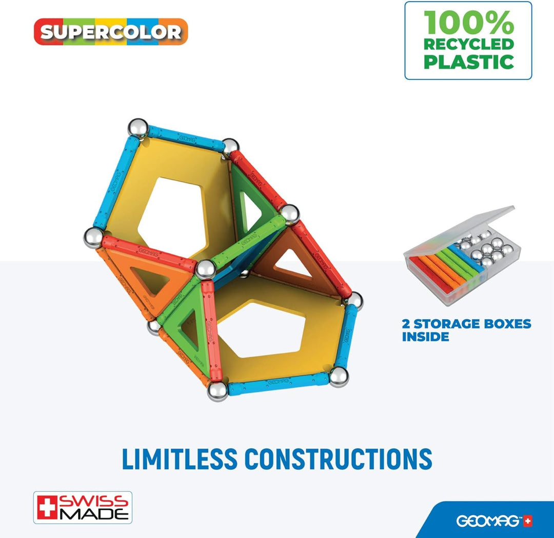 Geomag - Supercolor Magnetic Constructions for Kids, Magnetic Toy, Green Collection 100% Recycled Pl