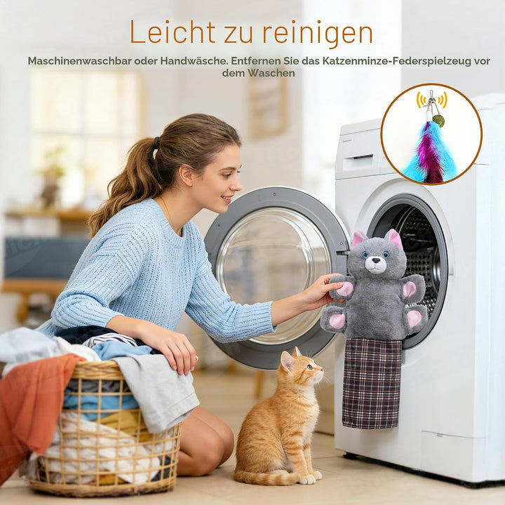 Katzen Wrestling Handschuh, Interaktives Katzenspielzeug Handpuppe mit Plüsch & Katzenminze, dicker