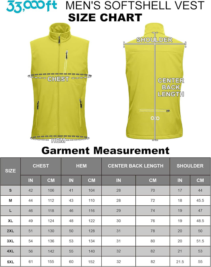 33,000ft Leichte Softshell Weste für Herren, Wasserdichte Winddichte Laufweste, Atmungsaktive Vest G