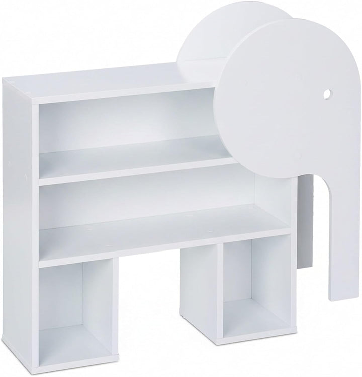 Relaxdays Kinderregal Elefant, 4 Fächer, Bücherregal Kinder, H x B x T: 60,5 x 64,5 x 20,5 cm, Kinde