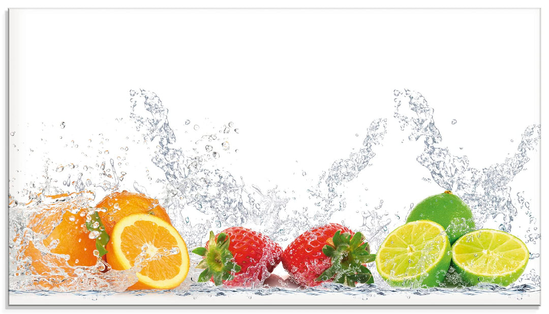 ARTland Spritzschutz Küche aus Alu für Herd Spüle 90x50 cm (BxH) Küchenrückwand mit Motiv Essen Obst