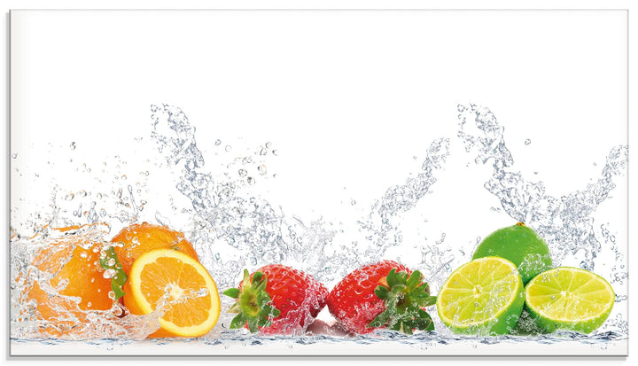 ARTland Spritzschutz Küche aus Alu für Herd Spüle 90x50 cm (BxH) Küchenrückwand mit Motiv Essen Obst