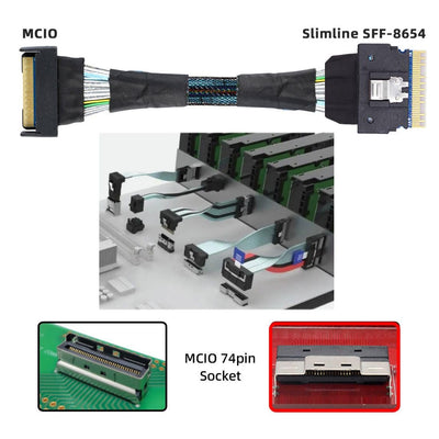 chenyang Slimline SFF-8654 8i Stecker zu PCI-E 5.0 MCIO 8i 74Pin SFF-TA-1016 Mini Cool Edge IO Steck