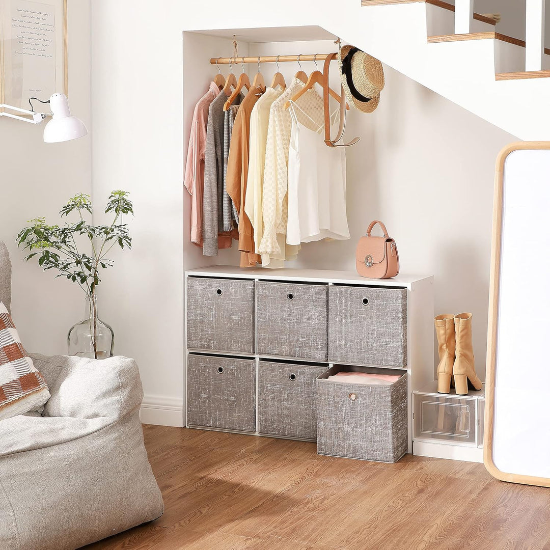 SONGMICS Aufbewahrungsbox, 6er Set, Ordnungsboxen aus Vliesstoff mit Griff, Boxen Aufbewahrung, 30 x