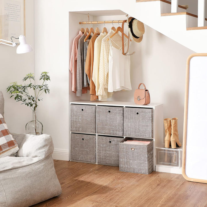 SONGMICS Aufbewahrungsbox, 6er Set, Ordnungsboxen aus Vliesstoff mit Griff, Boxen Aufbewahrung, 30 x
