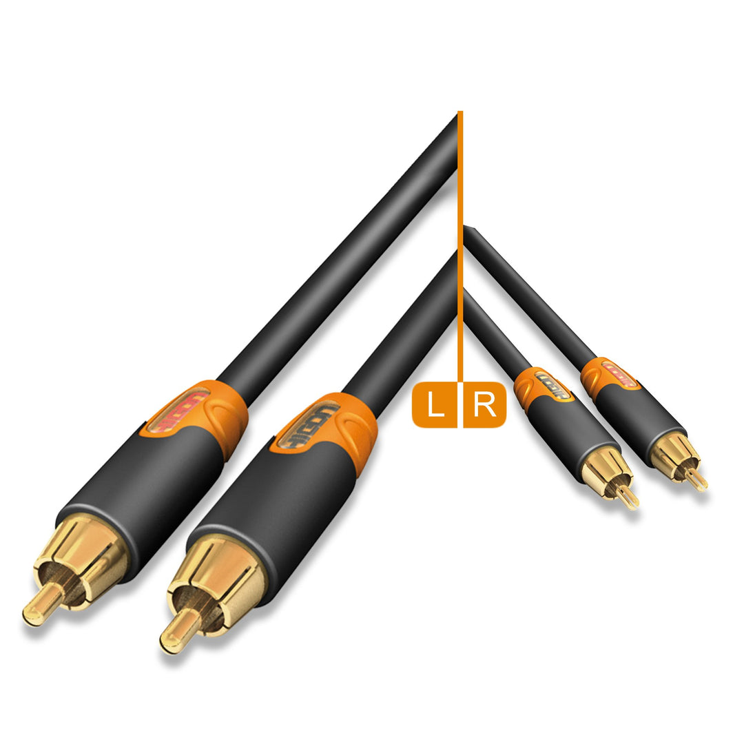Hicon Ergonomic 75cm Stereo Cinchkabel OFC RCA 2-fach geschirmt 0,75m - HIE-C2C2-0075 0,75m / 2.46 f