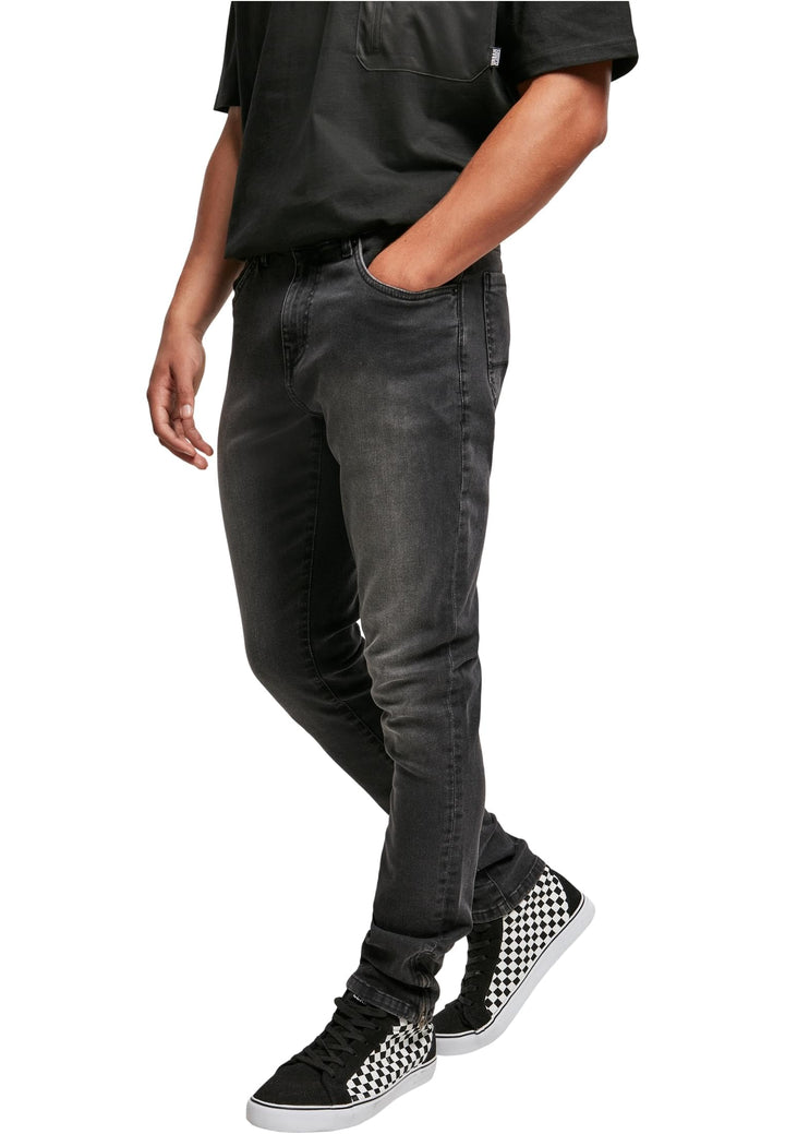 Urban Classics Herren Slim Fit Zip Jeans Hose 29W / 32L Real Black Washed, 29W / 32L Real Black Wash