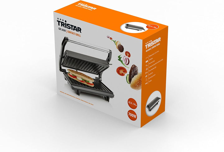 Tristar Kontaktgrill – Antihaftbeschichtung – Beweglicher Deckel – GR-2650 700 Watt, 700 Watt