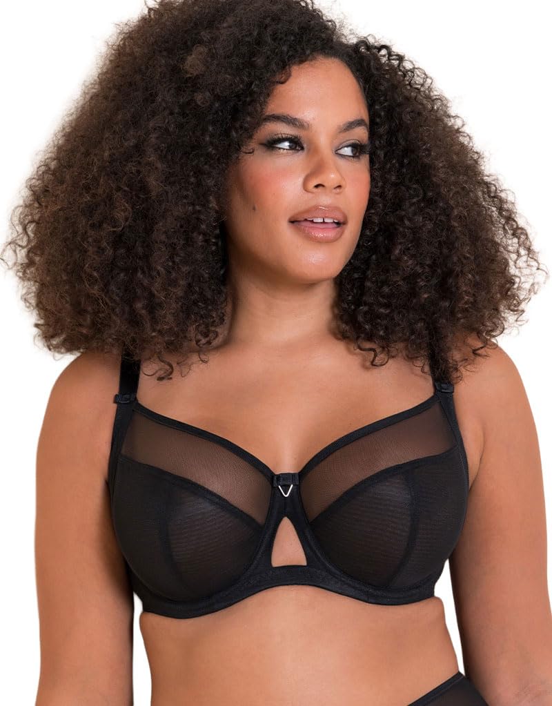 Curvy Kate Damen Victory Balconette BH für den Alltag, Durchsichtig 65E Schwarz, 65E Schwarz