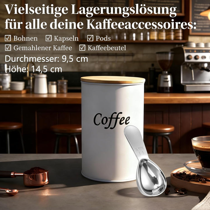 WhaleO 2 Stück Kaffeedose Luftdicht 500g mit Holz-Deckel und Edelstahllöffel, Kaffeebohnen Behälter,