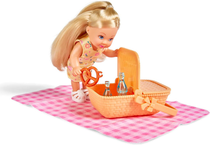 Simba Steffi Love Picnic – Steffi (29cm) & Evi (12cm) beim Picknick, inkl. Picknickkorb, Decke & Zub