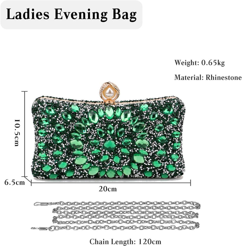 CORIOS Strass Clutch für Damen Shiny Abendtasche Diamant Clutch Tasche Kette Schultertasche Elegante