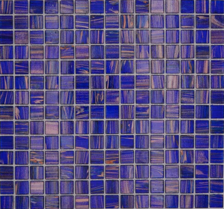 Mosaikfliese Glasmosaik Dunkelblau Ultramarinblau Kupfer changierend Küchenrückwand Duschwand | 10 M