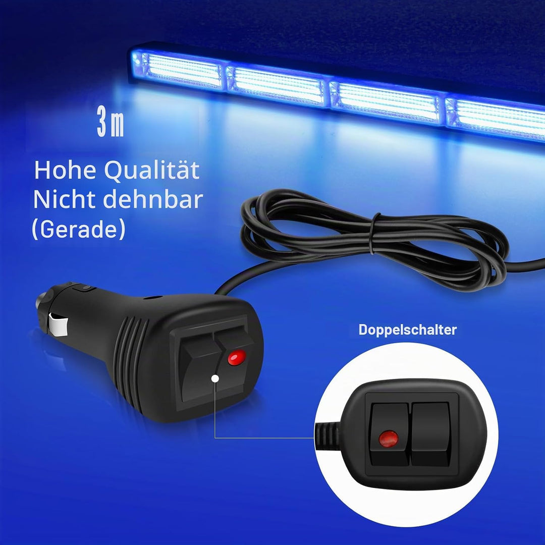 58 cm LED Rundumkennleuchte 80W Blau Rundumleuchte für Auto Anhänger Wohnwagen SUV -17 Blinkende Str