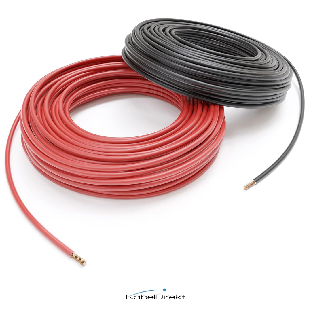 KabelDirekt – FLRY Kabel, Fahrzeugleitung, Kfz-Verkabelung – Zweier-Set rot/schwarz mit Isolierung,