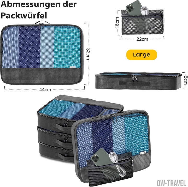 OW-Travel Einfach zu Organisierende Packtaschen für Koffer Large Kleiderlagerung mit Reisewürfeln ei
