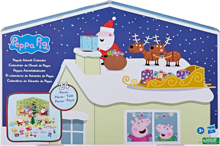Peppa Pig Peppas Adventskalender mit 24 Überraschungsspielzeugen und Aufklebern, Kinderpielzeug