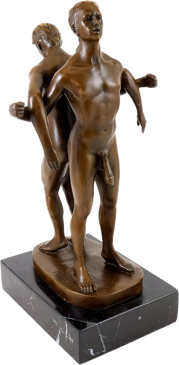 Gay Paar in akrobatischer Haltung - signiert von M. Nick - Männer Akt - Gay Bronzefigur - Deko - Woh