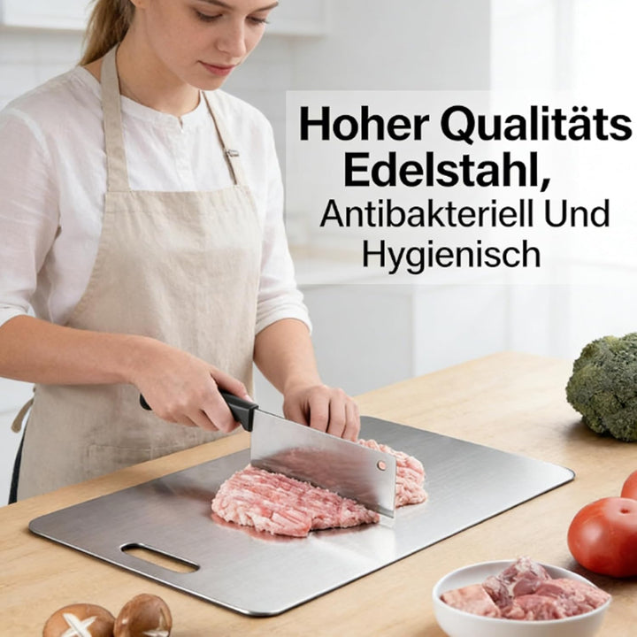 Titan Schneidebrett Set, 3 Stück Schneidebrett Edelstahl, Doppelseitiges Schneidebretter für Fleisch