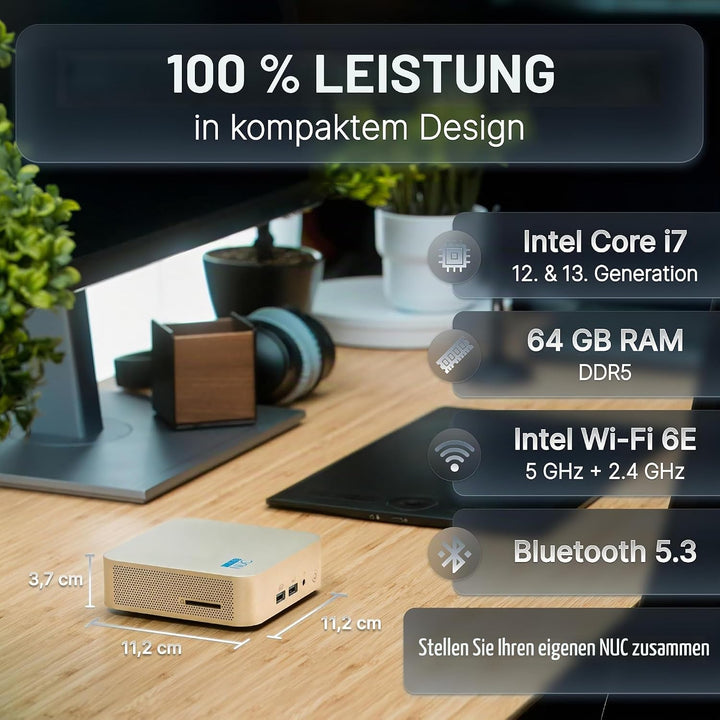 Lux Intel® Core-i5 12. Gen. • NUC12 Lux PC • 8 Kerne, bis zu 4,4GHz • Thunderbolt 4 • 16GB RAM, 512G