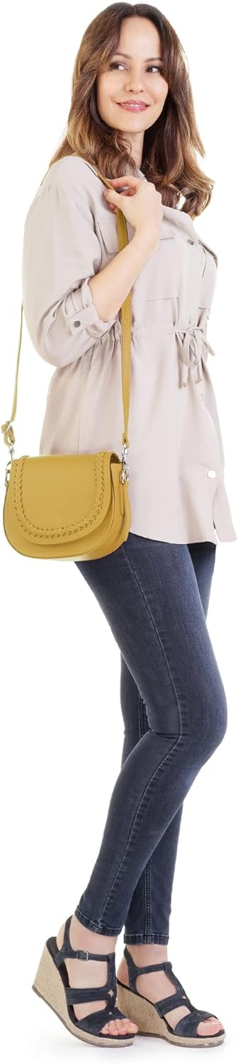 Cluty Umhängetasche echt Leder Damen - 021316 Gelb, Gelb