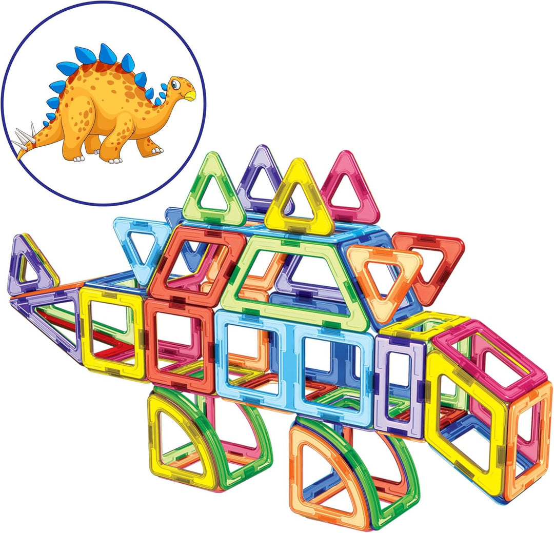 MAGNIKON Magnetische Bausteine Der Dinosaurier - Magnetbau-Set 65-teilig, Montessori Spielzeug ab 3