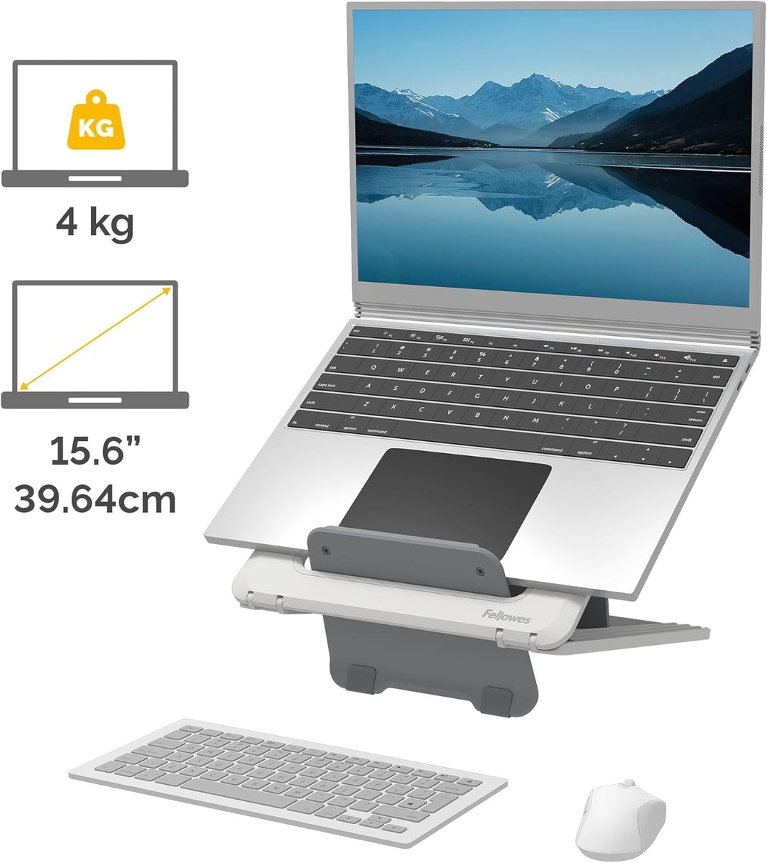 Fellowes Breyta™ Laptop-Ständer – verstellbar, 100% recycelbar, 12 Höhen, max. 15.6", 4kg. Für Zuhau