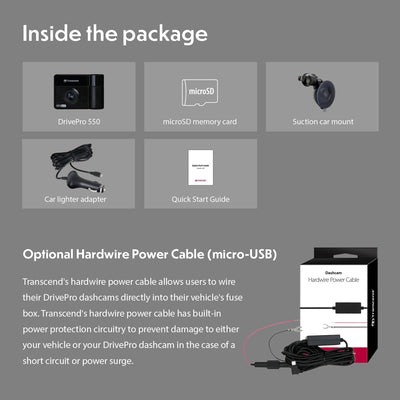 Transcend DrivePro 550B Dashcam mit GPS Blickwinkel horizontal max.=150° 12 V, 24V WLAN, Akku, Inne