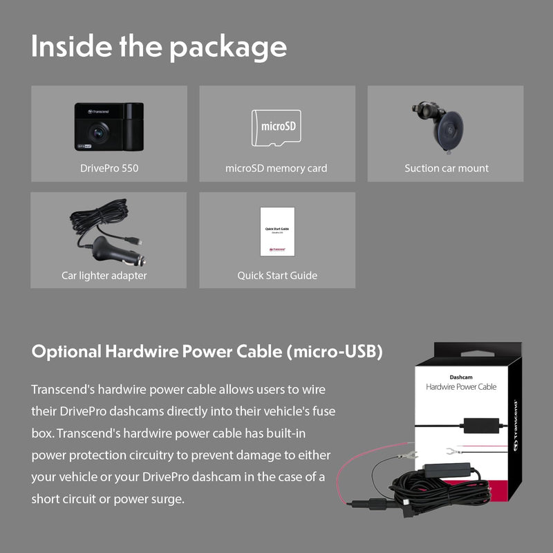 Transcend DrivePro 550B Dashcam mit GPS Blickwinkel horizontal max.=150° 12 V, 24V WLAN, Akku, Inne