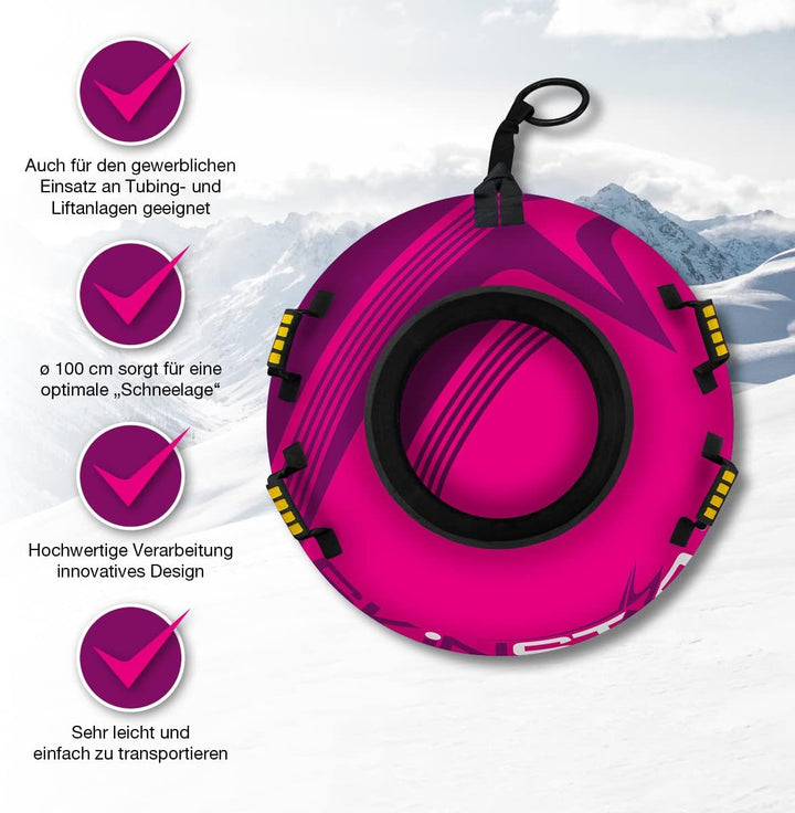 SkinStar Aufblasbare Schlitten Snow Tube Schlitten Bob Rodel Reifen Schneereifen Snowtube mit Griffe