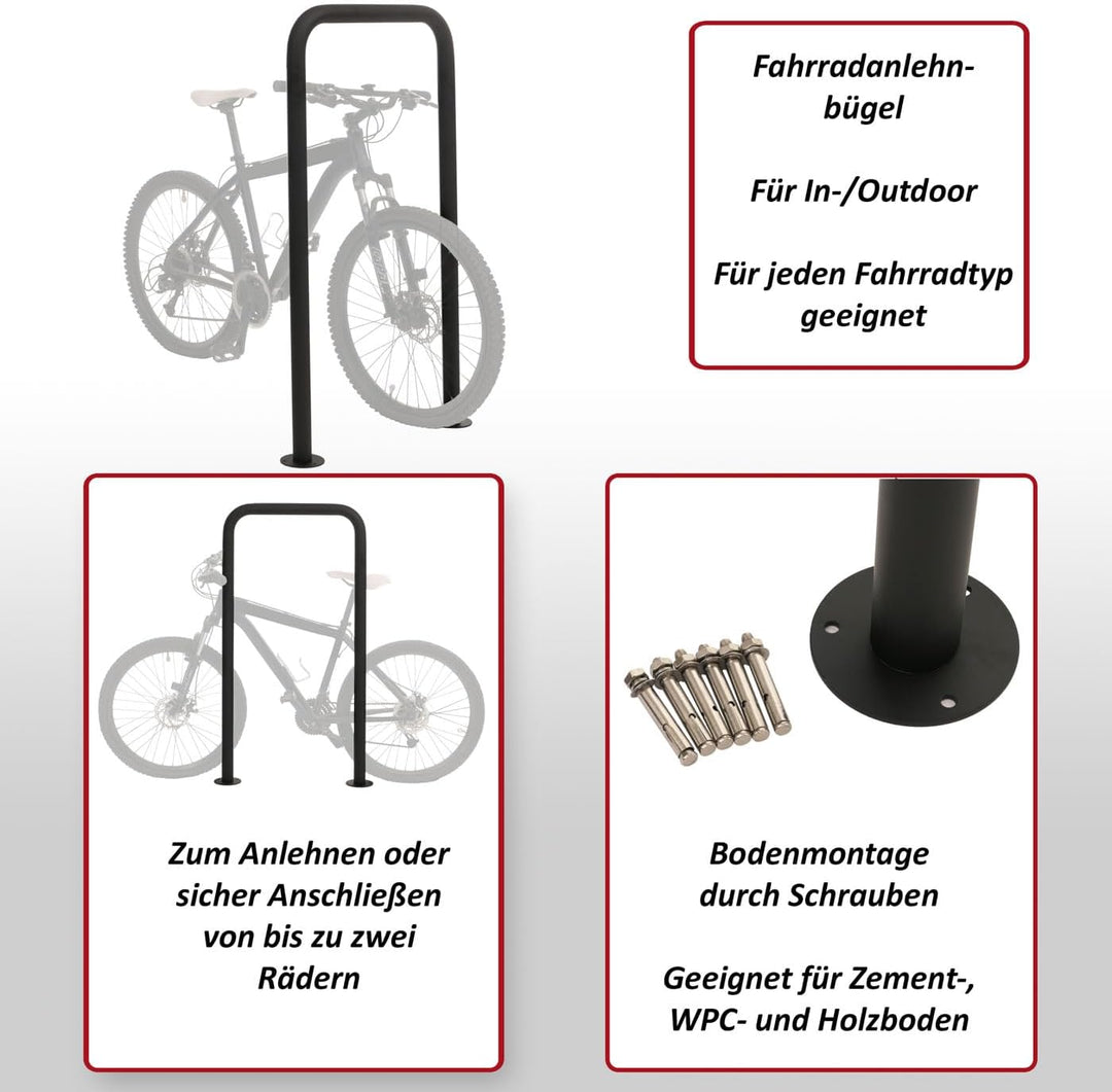 Mendler Fahrradbügel HWC-N42, Fahrradständer Anlehnbügel Bügel Absperrung, In-/Outdoor Stahl pulverb