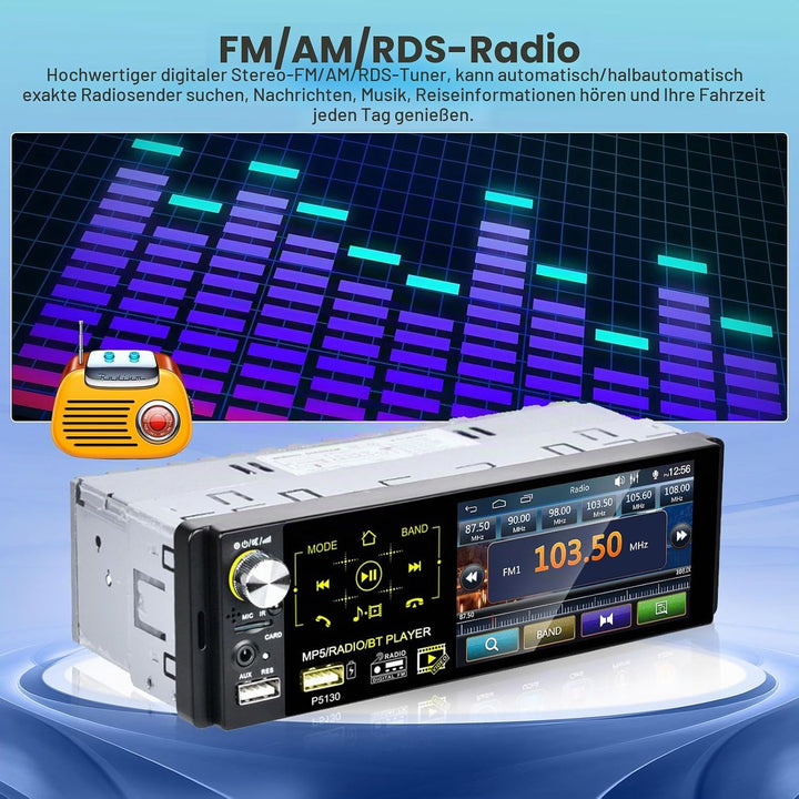 RDS Autoradio 1 Din Bluetooth Freisprecheinrichtung Autoradio mit 4.1 Zoll Bildschirm 1 Din Auto Rad