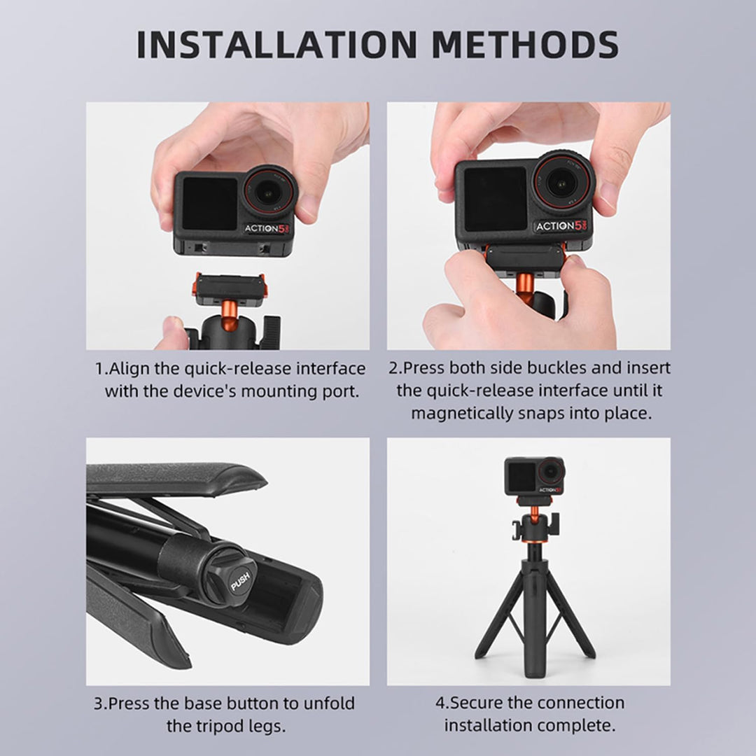 Schnellwechsel-Stativ Ausziehbarer Selfie-Stick für DJI Osmo Action 4/5 Pro, Multifunktionale Verlän
