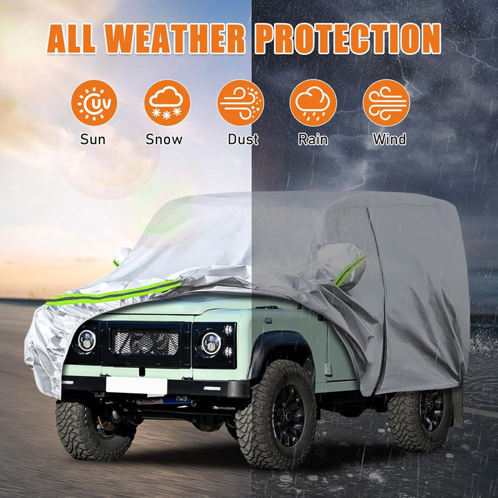 Autoabdeckung Wasserdicht Passend für Land Rover Defender 90 1990-2016, Vollgarage Autoplane Auto Ab
